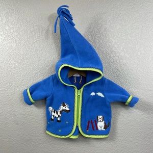 Hanna Andersson blue fleece jacket size 50 (0-3 mo)